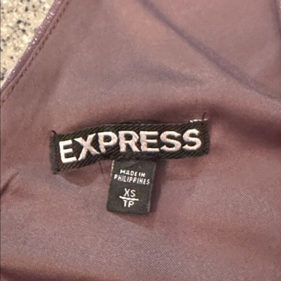 EXPRESS Mocha Shimmer Asymmetrical Hem Mini Dress - Picture 10 of 10